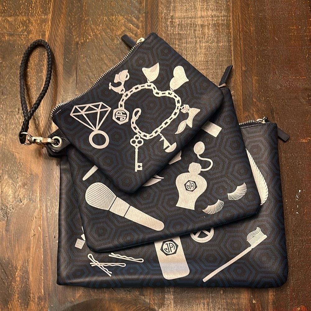 Jonathan Adler Black and Silver Cosmetic Bags